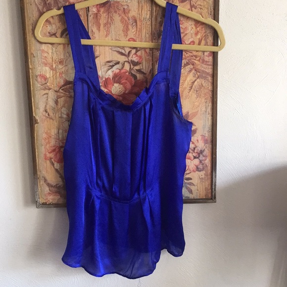 J. CREW 💯% SILK COBALT BLUE TANK TOP BLOUSE 6 S M - Picture 3 of 10